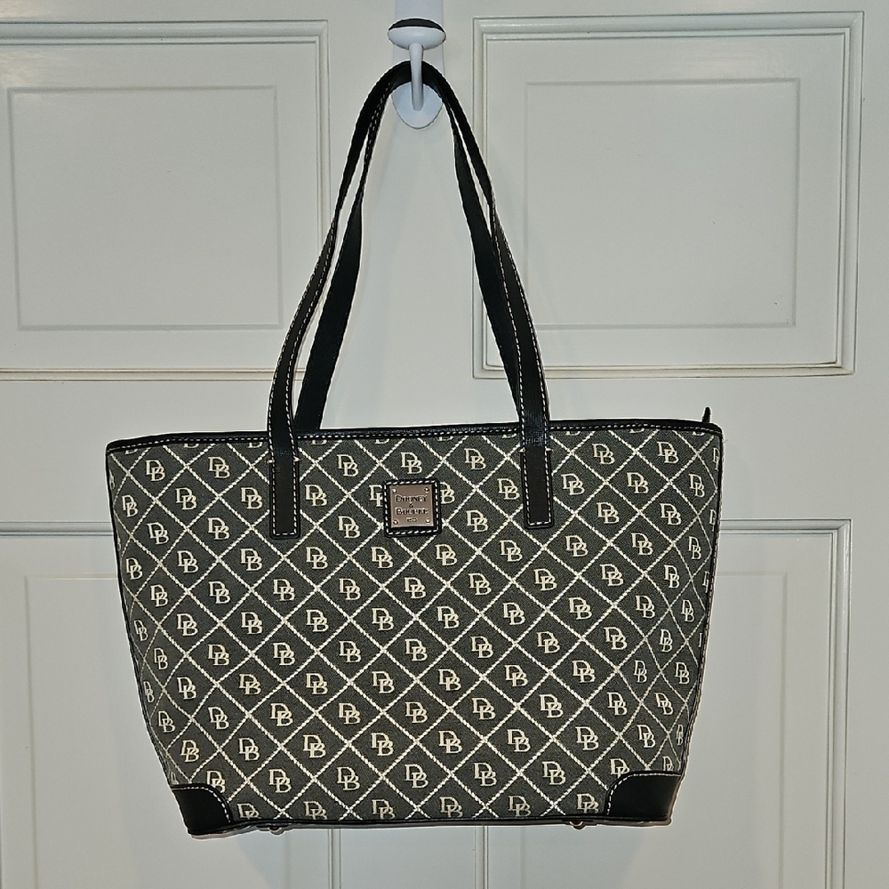 Dooney & Bourke Black and Tan Geometric Tote